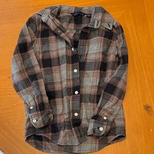Janie and Jack Plaid Button-Down Shirt - Maroon Gray and Black